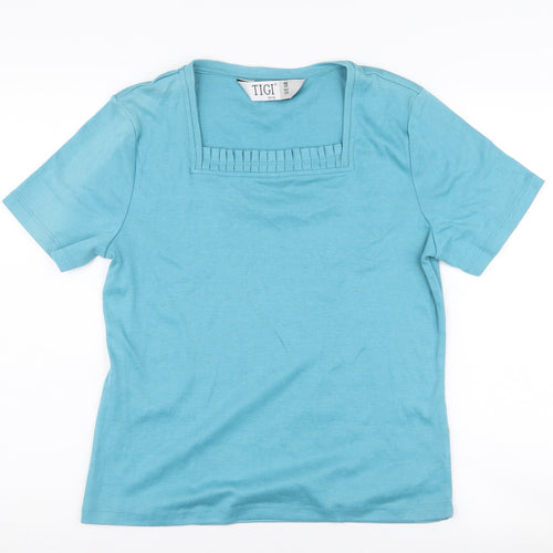 TIGI Wear Women's Blue Square Neck T-Shirt Size 14