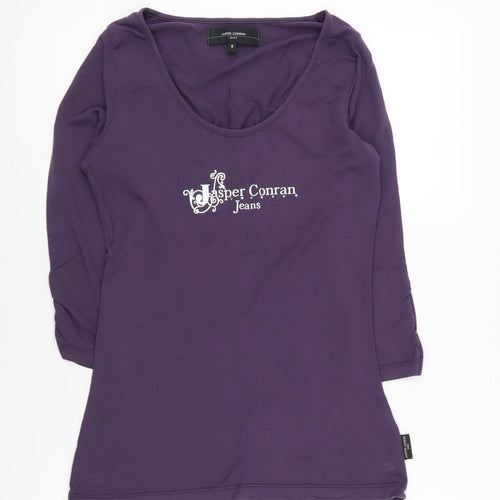 Jasper Conran Women's Purple T-Shirt, Size S, 3/4 Sleeve, Scoop Neck