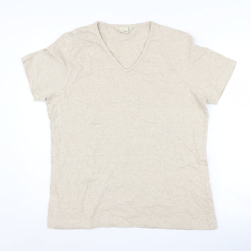 Cotton Traders Women's Beige V-Neck T-Shirt M