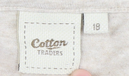 Cotton Traders Women's Beige V-Neck T-Shirt M