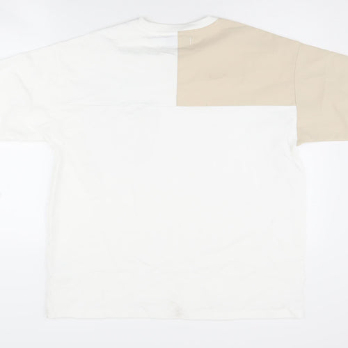HISSO Men's White Colourblock Medium T-Shirt
