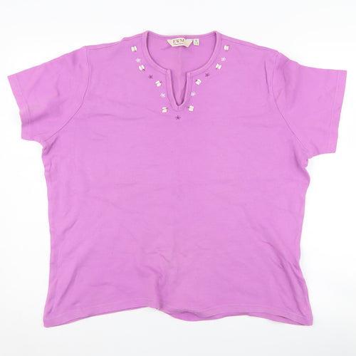 EWM Women's Purple Plus Size Embroidered T-Shirt