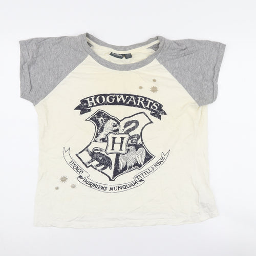 Harry Potter Women's Grey Ivory 10-12 Hogwarts Tee