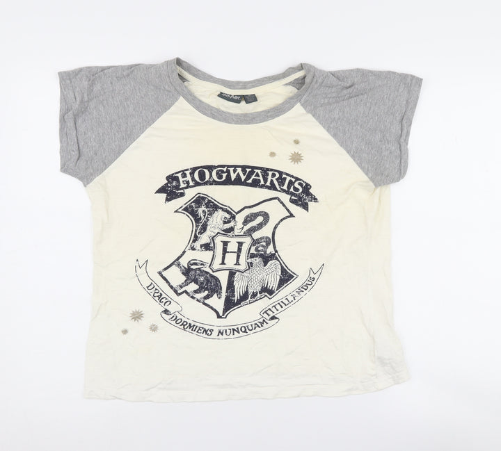 Harry Potter Women's Grey Ivory 10-12 Hogwarts Tee
