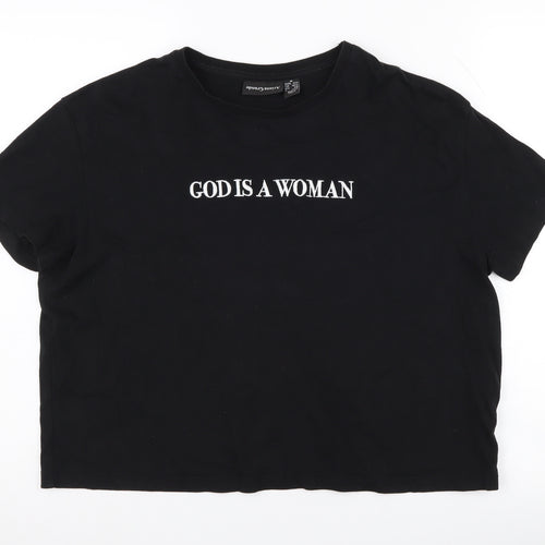 Ariana Grande Women's Black Cropped T-Shirt, Size M