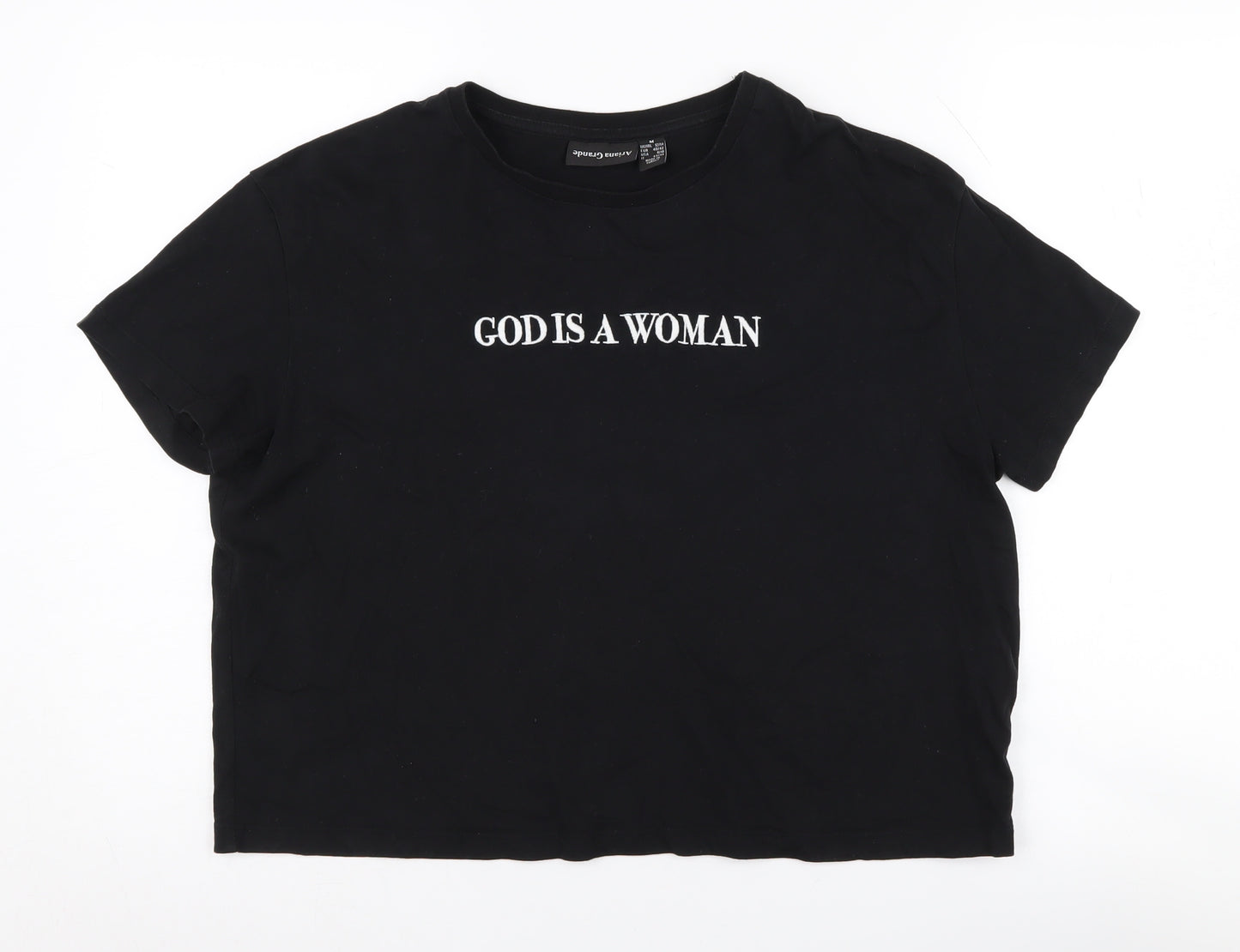 Ariana Grande Women's Black Cropped T-Shirt, Size M