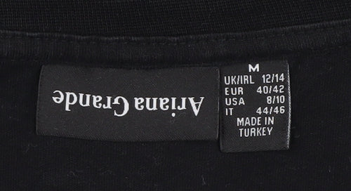 Ariana Grande Women's Black Cropped T-Shirt, Size M