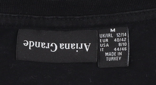 Ariana Grande Women's Black Cropped T-Shirt, Size M