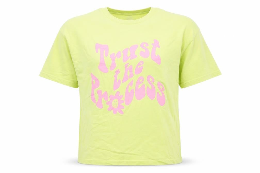 Candy Girls Yellow Graphic T-Shirt, Size 13 - Trust the Process