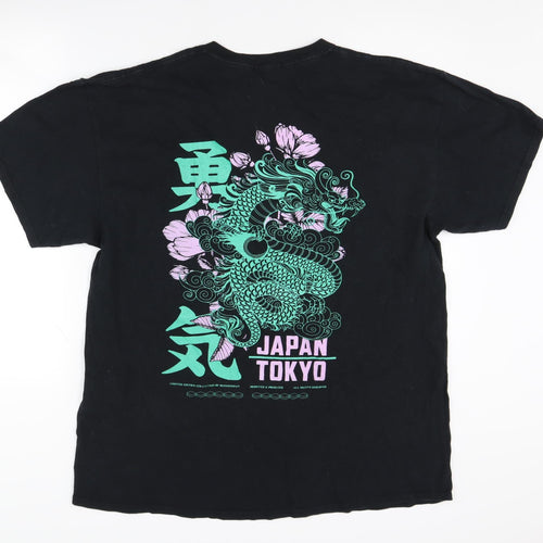 boohooMAN Black Graphic Print T-Shirt Men S