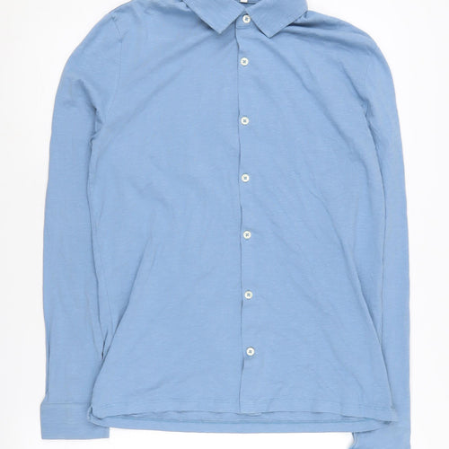 Reiss Women's Blue Button-Up Shirt Medium