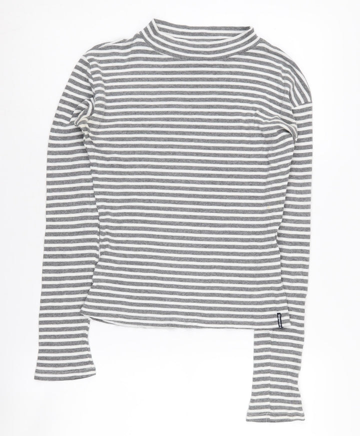 Superdry Women’s Grey Striped High Neck Top Size S