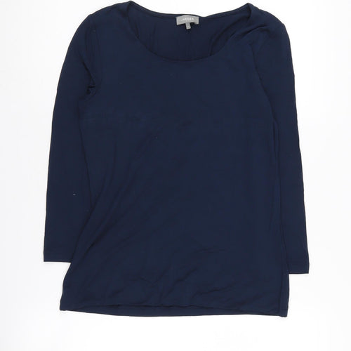 Jaeger Women's Blue Blouse S Long Sleeve Scoop Neck