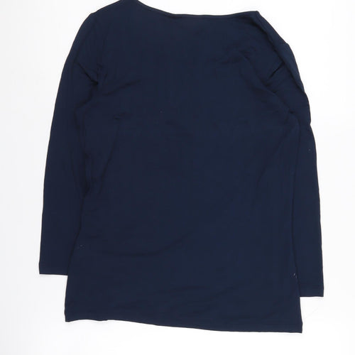 Jaeger Women's Blue Blouse S Long Sleeve Scoop Neck