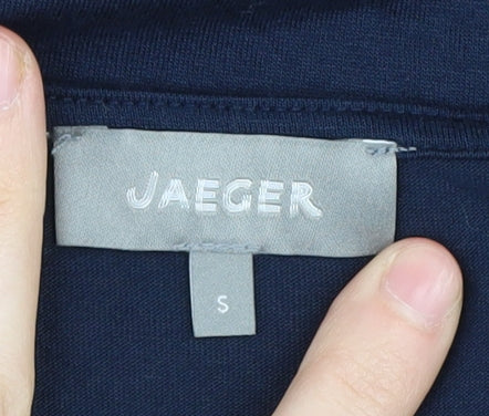 Jaeger Women's Blue Blouse S Long Sleeve Scoop Neck