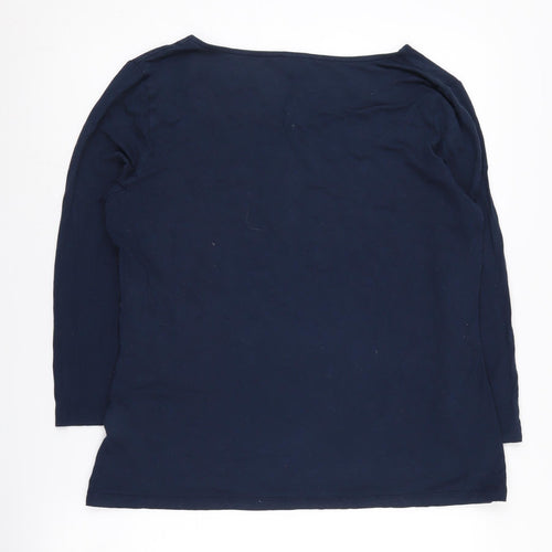 Jaeger Women's Blue Basic T-Shirt L 3/4 Sleeve