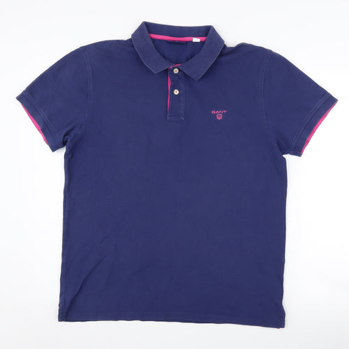 GANT Unisex Adults Blue Polo Shirt L Cotton Casual