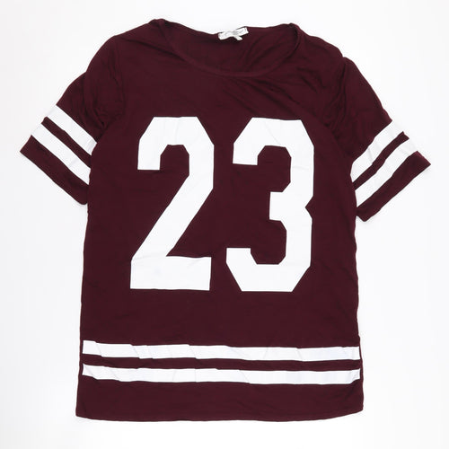 New Look Women's Red T-Shirt Size L - Casual Viscose Blend