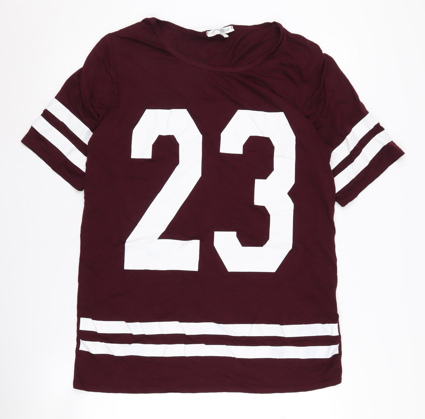 New Look Women's Red T-Shirt Size L - Casual Viscose Blend