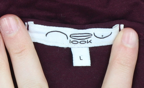 New Look Women's Red T-Shirt Size L - Casual Viscose Blend