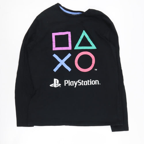Men's Black PlayStation Long Sleeve T-Shirt, Size M