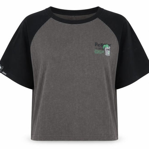 SEMI-R Unisex Black Grey Ringer T-Shirt L Cartoon
