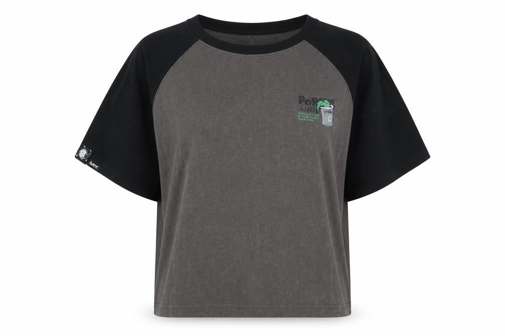 SEMI-R Unisex Black Grey Ringer T-Shirt L Cartoon