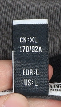 SEMI-R Unisex Black Grey Ringer T-Shirt L Cartoon