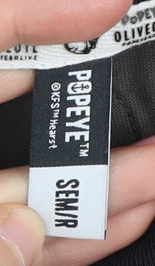 SEMI-R Unisex Black Grey Ringer T-Shirt L Cartoon