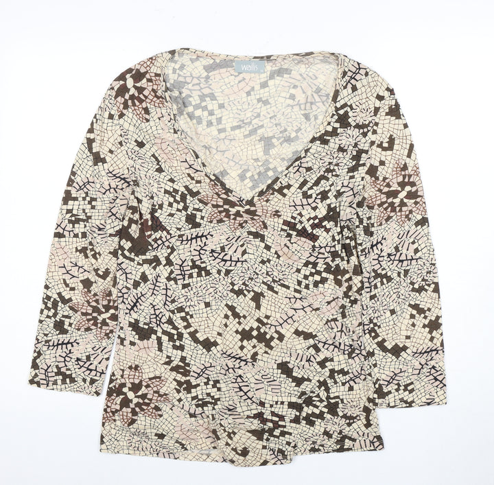 Wallis Women's Multicoloured Top, Size 14, Geometric V-Neck