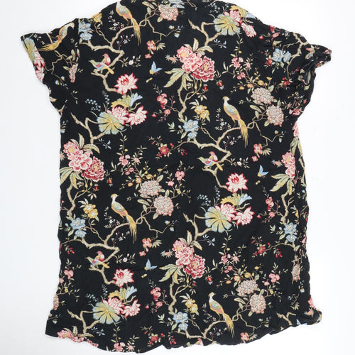 H&M Women's Black Floral Blouse Size 14
