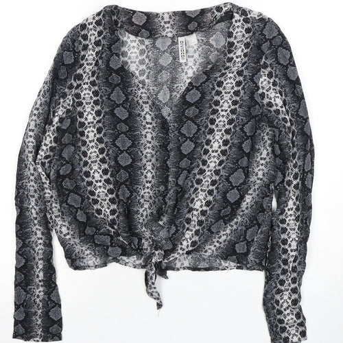 H&M Women’s Black Animal Print Tunic Blouse, Size 12
