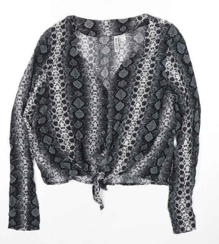H&M Women’s Black Animal Print Tunic Blouse, Size 12