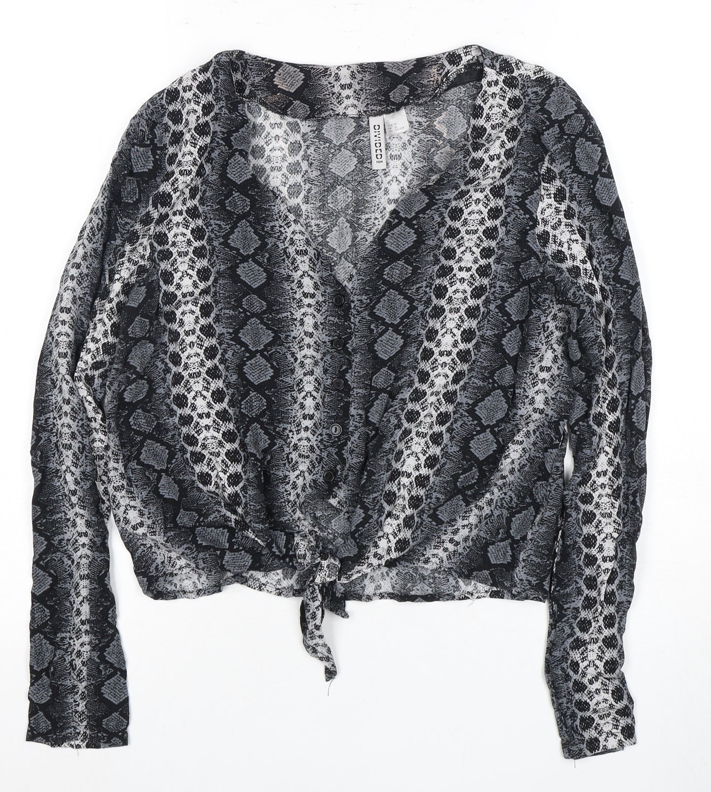 H&M Women’s Black Animal Print Tunic Blouse, Size 12