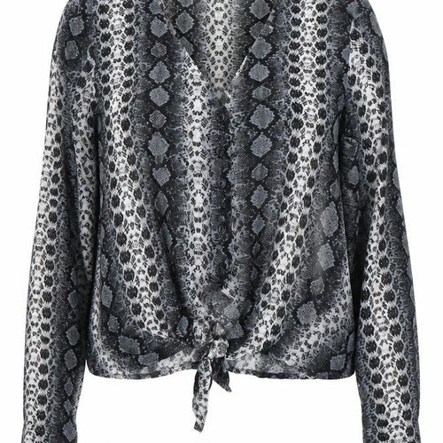 H&M Women’s Black Animal Print Tunic Blouse, Size 12