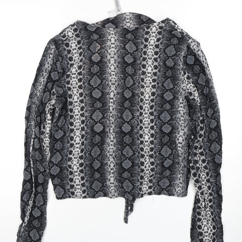 H&M Women’s Black Animal Print Tunic Blouse, Size 12