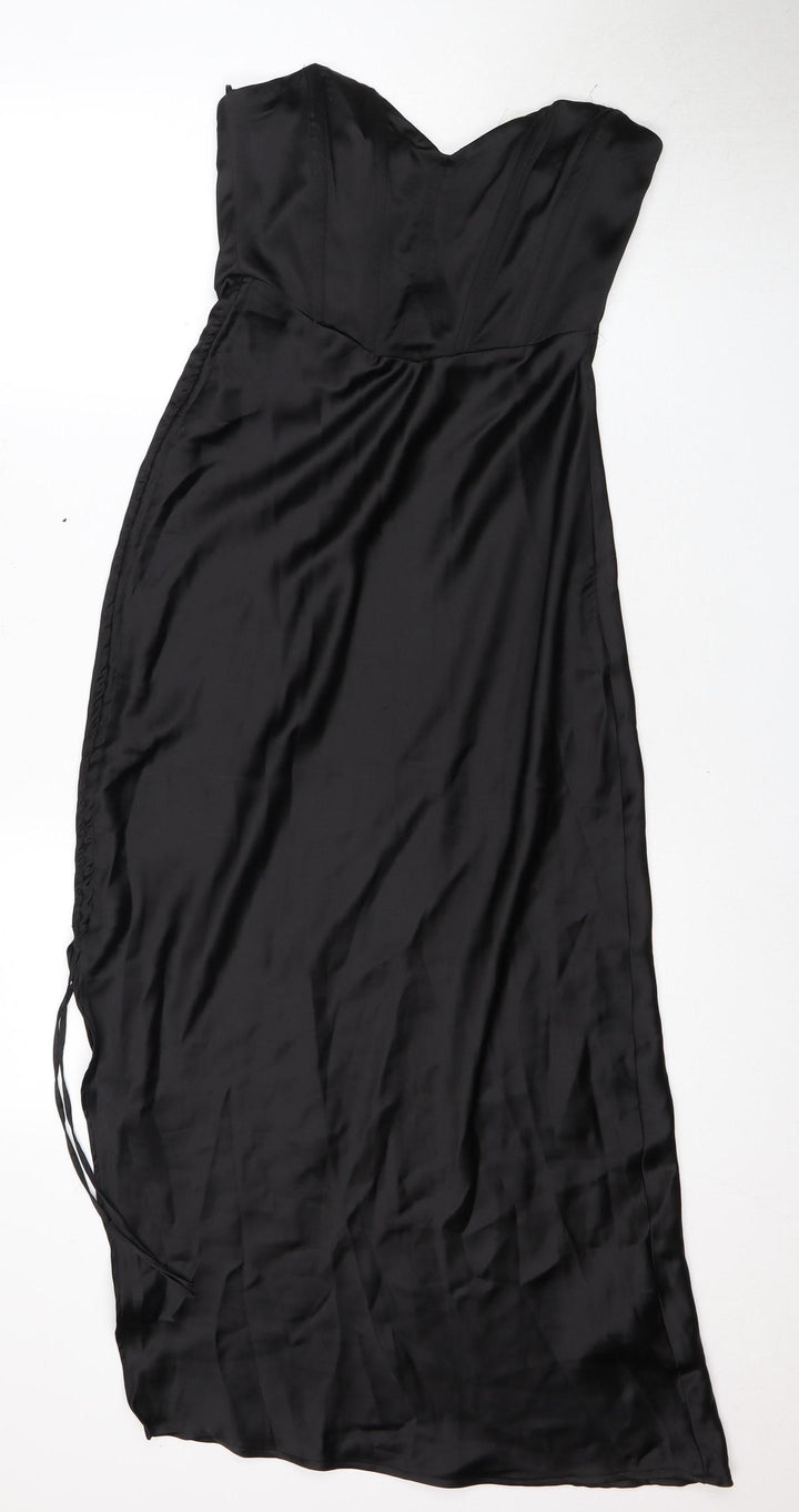 Zara Women's Black Long Dress, Size 12, Zip Closure