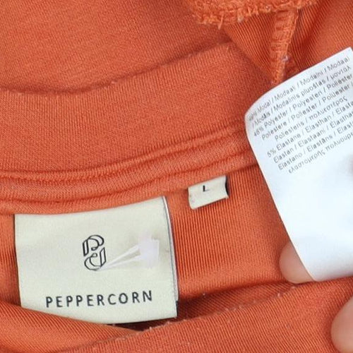 PEPPERCORN Women's Orange Top - Size L, Puff Sleeve