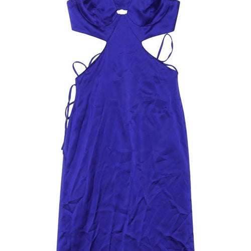 Zara Women's Blue Midi Slip Dress, Size L, Party Style