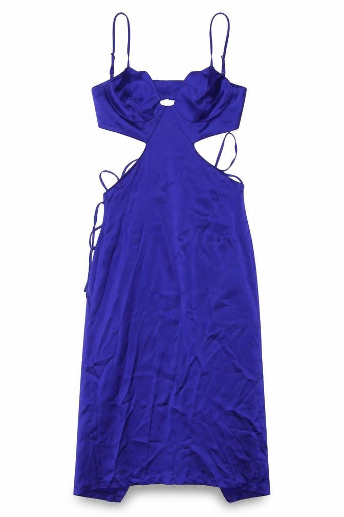 Zara Women's Blue Midi Slip Dress, Size L, Party Style