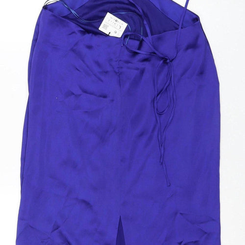 Zara Women's Blue Midi Slip Dress, Size L, Party Style
