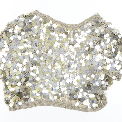 Per Una Gold Sequin Women's M Shrug Party Knit
