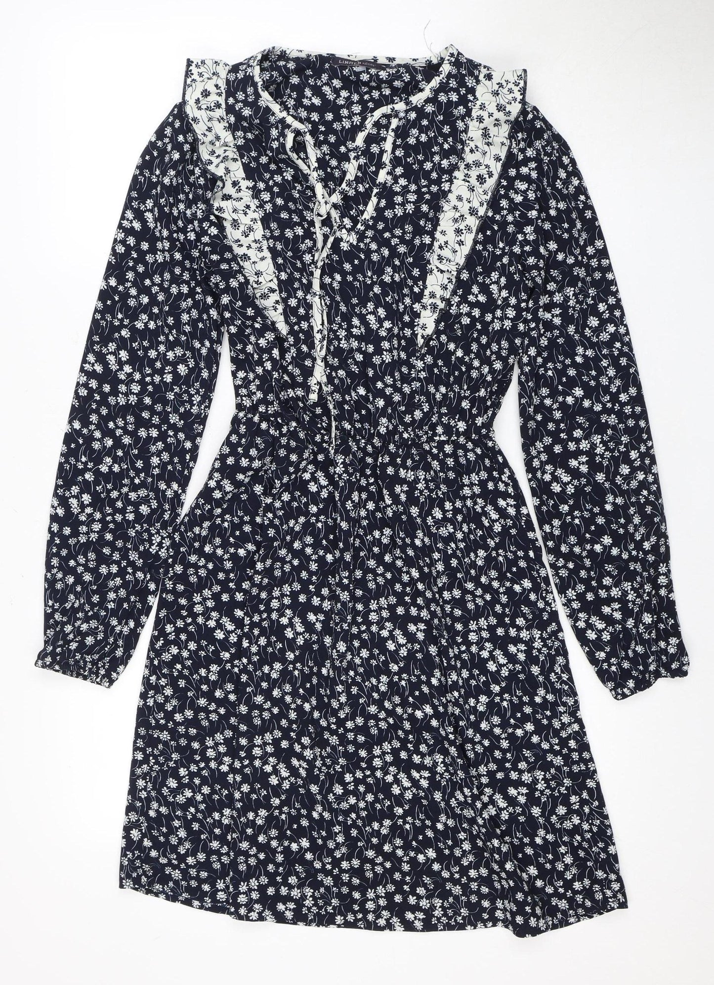 MH Women's Blue Floral Knee Length Shift Dress S