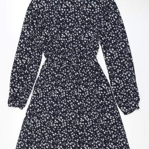 MH Women's Blue Floral Knee Length Shift Dress S