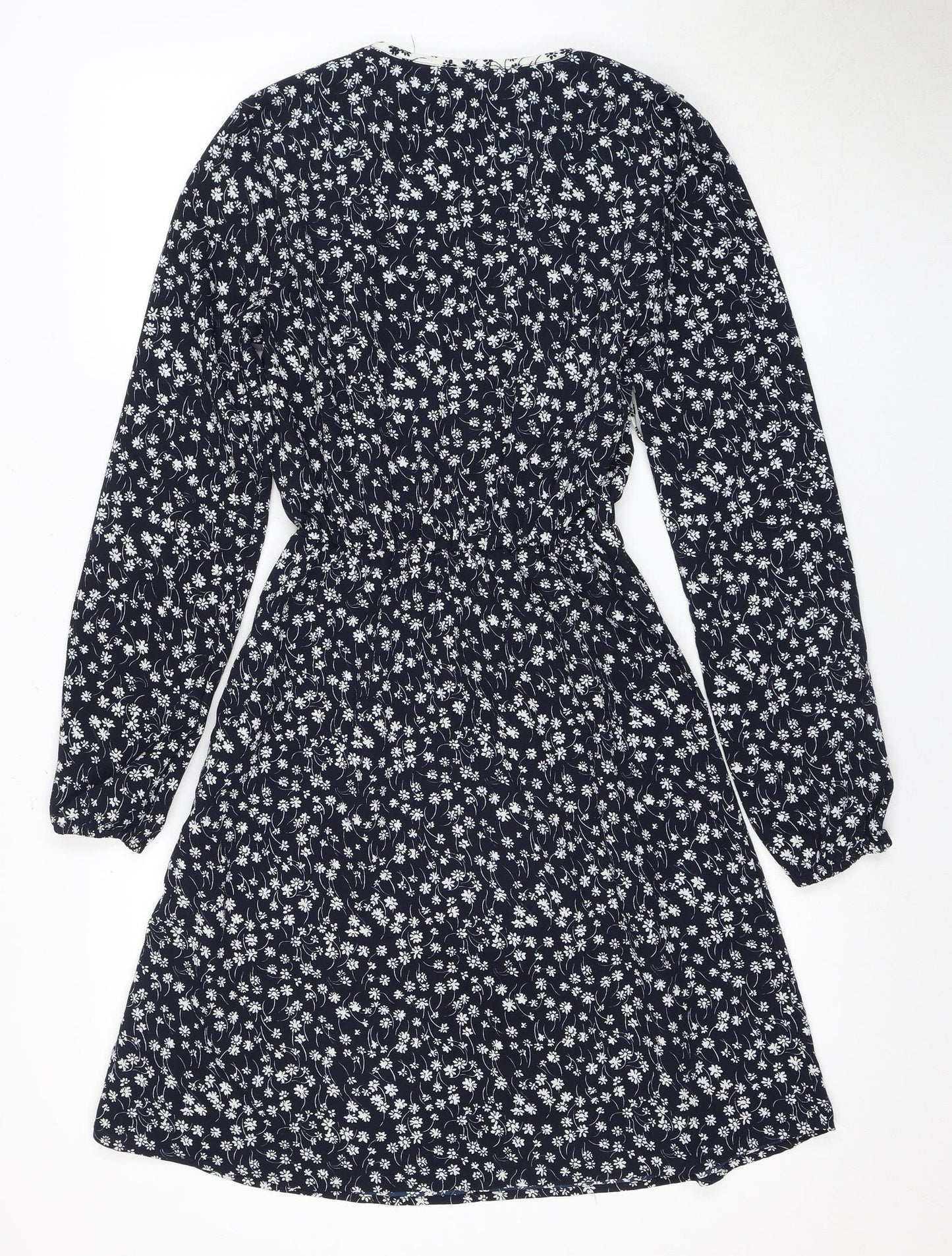 MH Women's Blue Floral Knee Length Shift Dress S