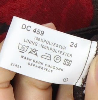 Women's Red Floral Polyester Skirt, Size 24