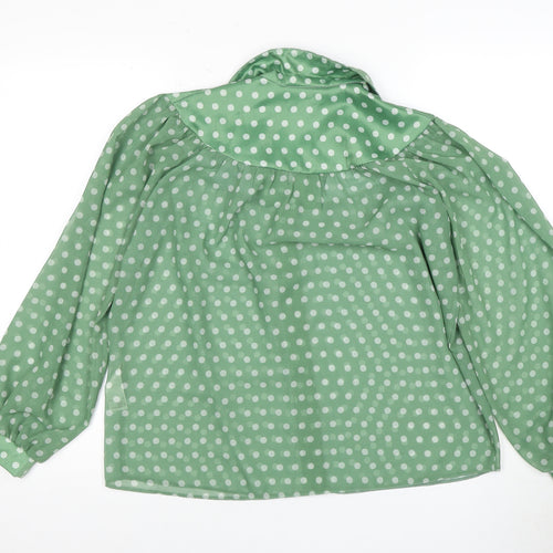 Topshop Women's Green Polka Dot Blouse Size 6
