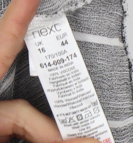 Next Grey Striped Women's Playsuit Size 16 Ruffle V-Neck