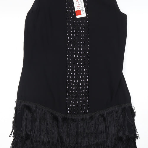 Principles Petite Black Fringe Shift Dress Size 10