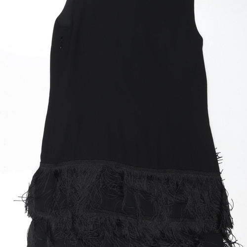 Principles Petite Black Fringe Shift Dress Size 10